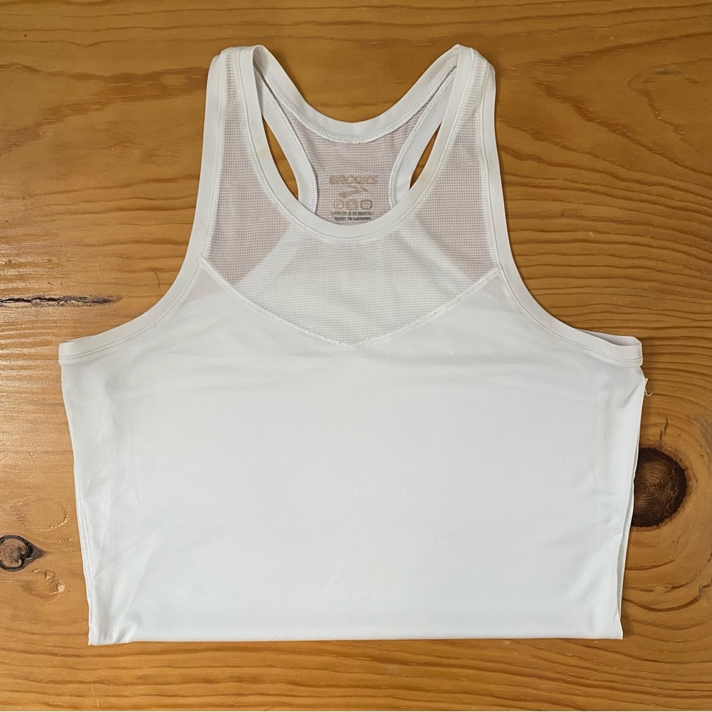 Brooks White Running Racerback Tank